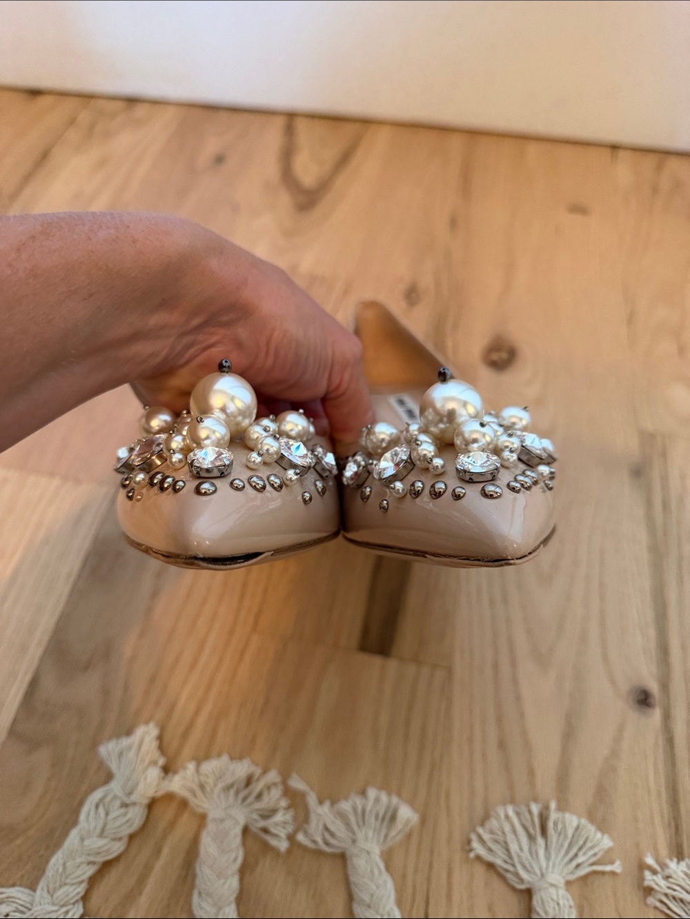 Miu Miu Blush Pearl & Crystal Pointed-Toe Pumps - Picture 8 of 8